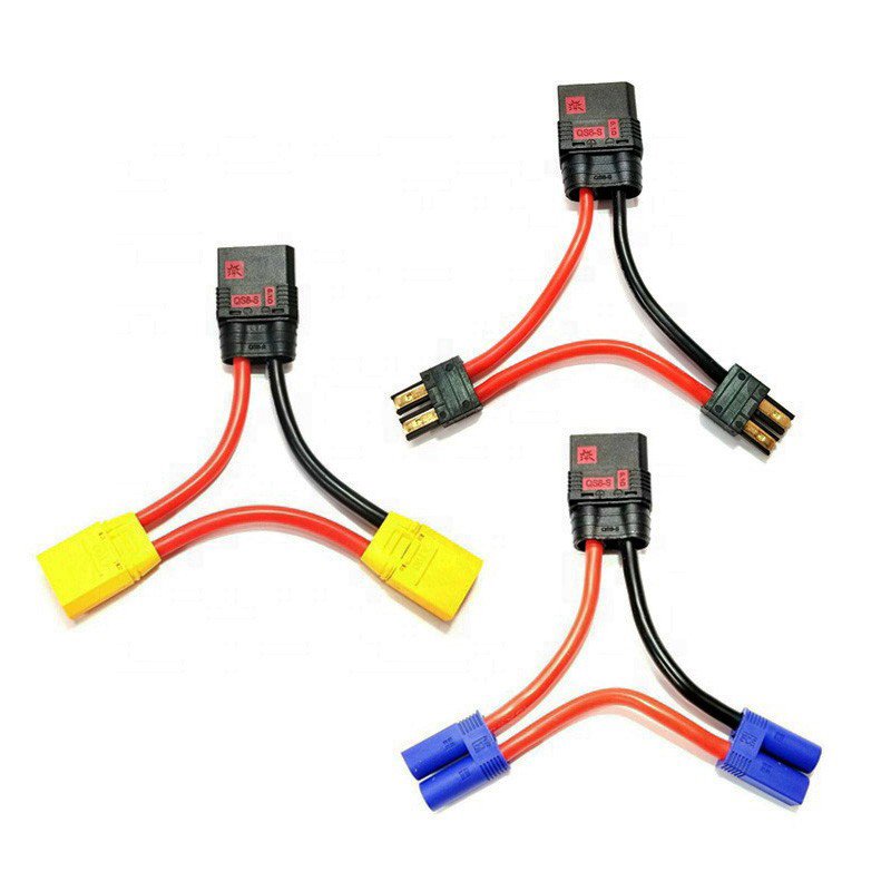 XT60 to XT90 T Y Splitter Adapter/Adaptor Cable | XT90 Parallel Connector 2 Male to 1 Female Adapter