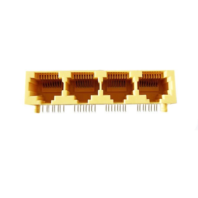 8P8C 1X4 Yellow Horizontal Type Round PinFU Rj45 Modular Connector 8 Pin Network Connector Ethernet Modular Jack Pcb Jack Bla