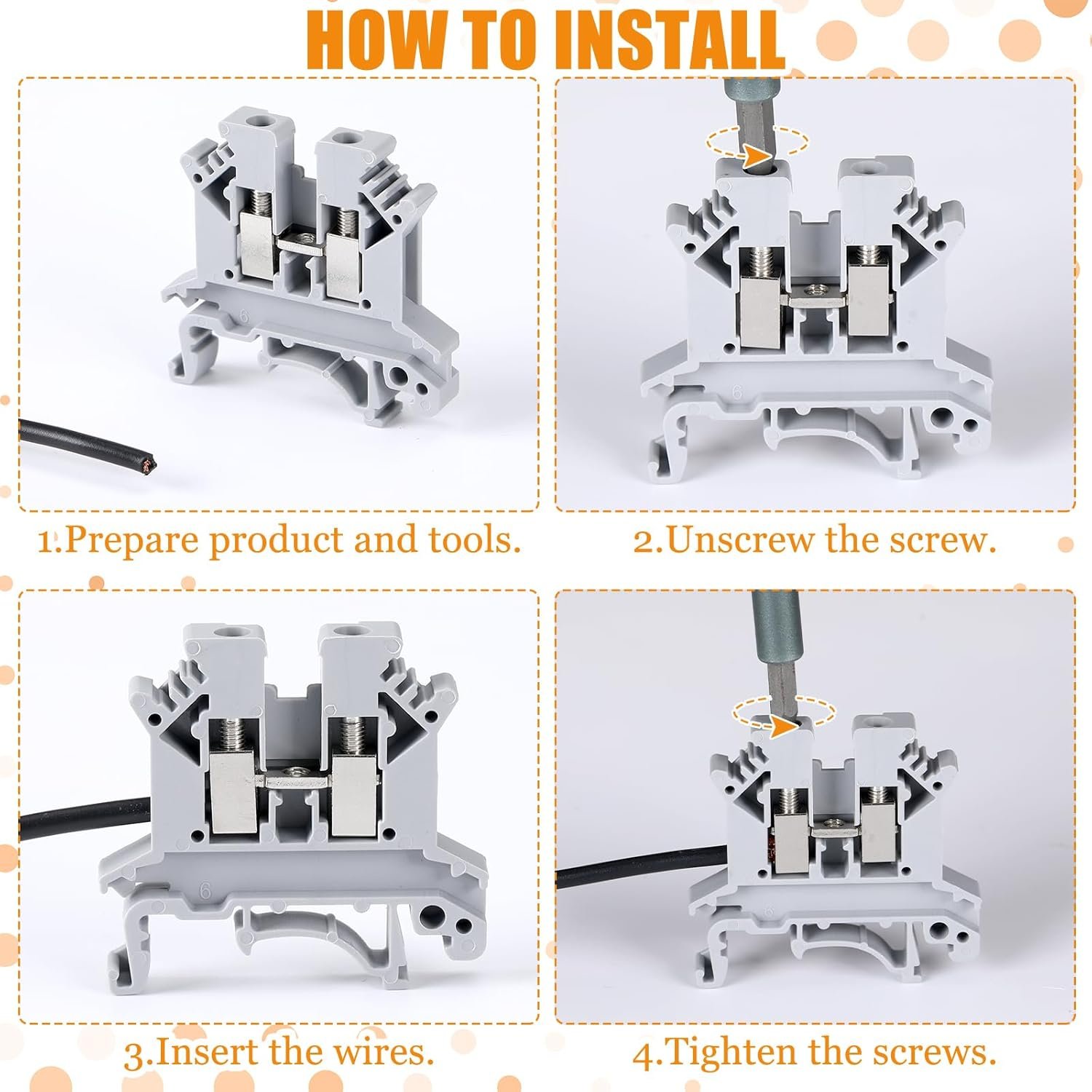 UK2.5B-GR Screw Clamp Terminal Block Jumper UL 600V 20A 12-24AWG DIN Rail Terminal Block Connector