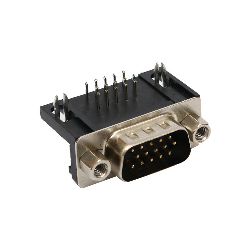 15 pin Dual Row male vga straight electronic D Sub Connector for Right Angle