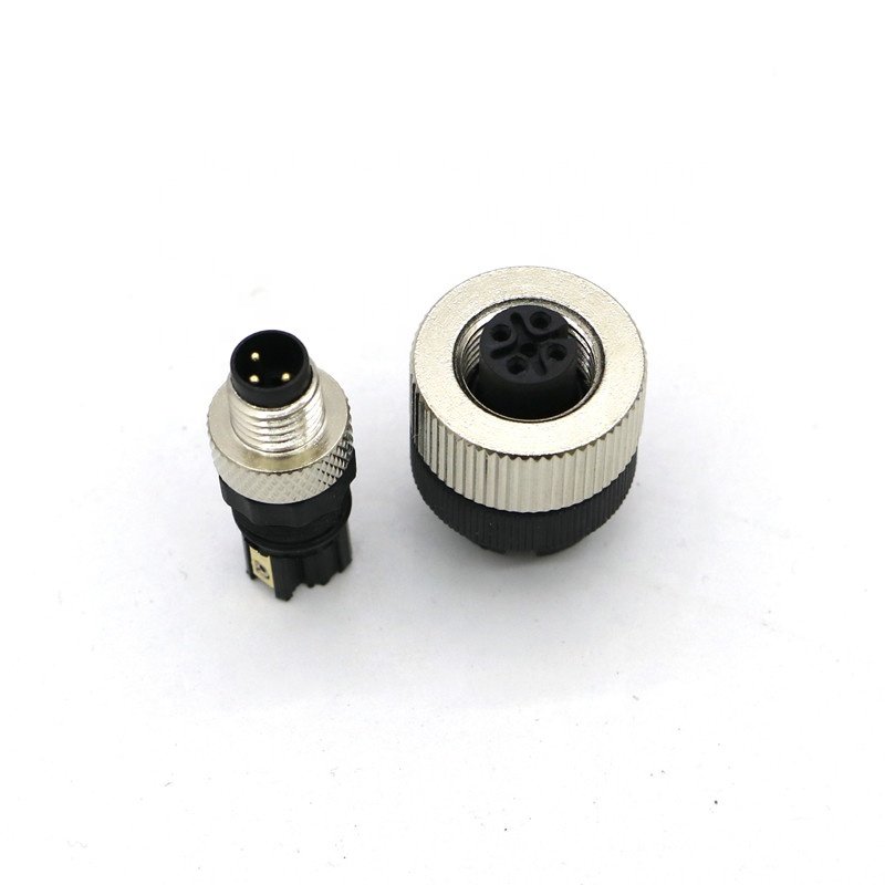 male M12 screw 4pin plug electrical angle connector sensor eccossory