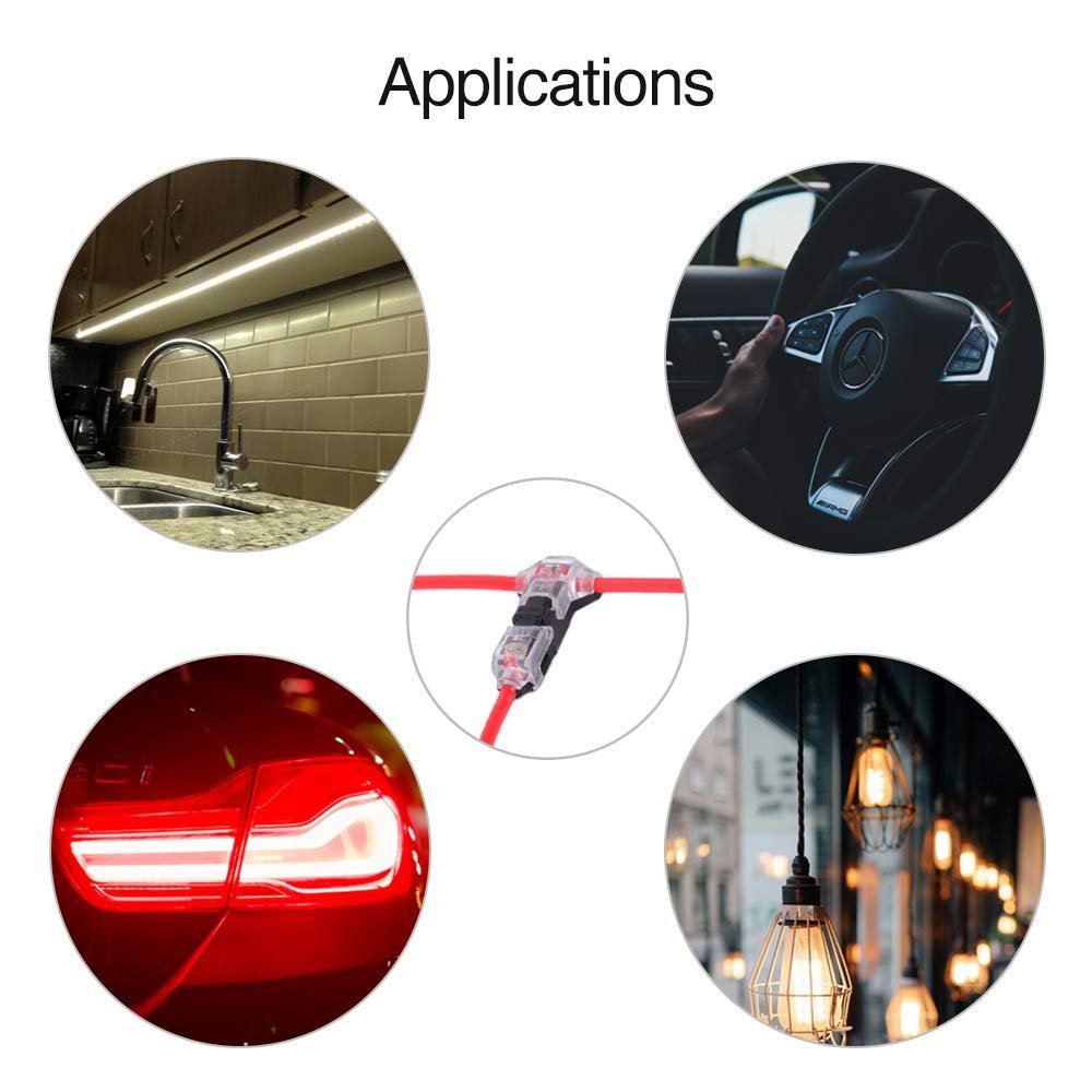Low Voltage Wire splice connectors Quick Solderless T Tap Connector 1 Pin No Wire-Stripping Required