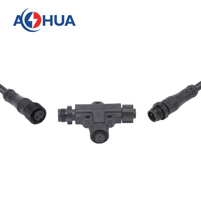 High quality M12 T type 2 pin led outdoor ip67 electrical 2 3 4 pin waterproof cable connector