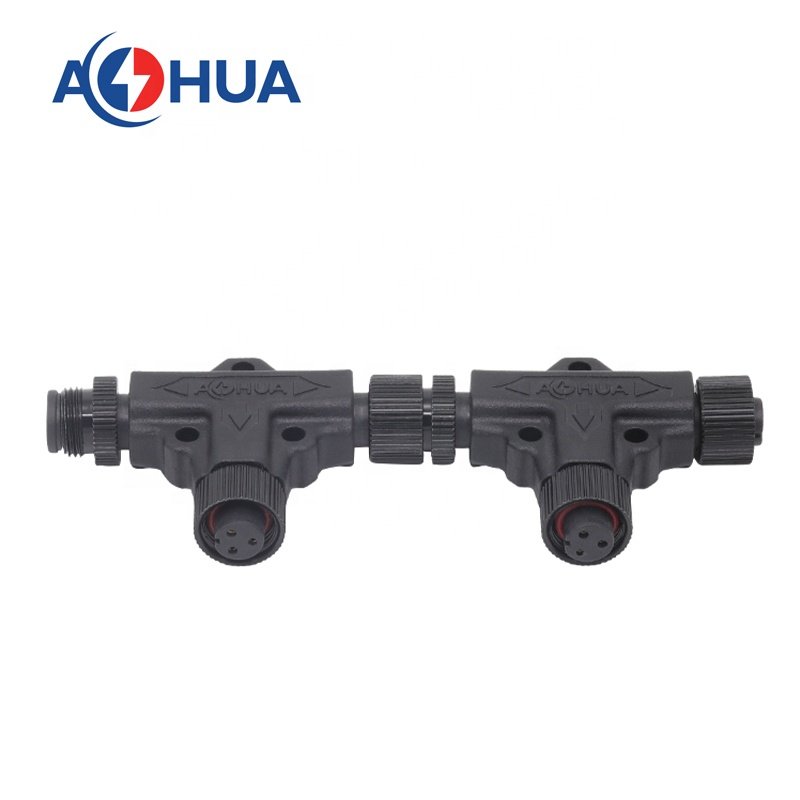 High quality M12 T type 2 pin led outdoor ip67 electrical 2 3 4 pin waterproof cable connector