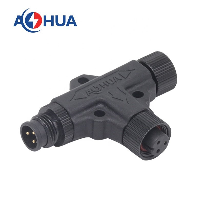 High quality M12 T type 2 pin led outdoor ip67 electrical 2 3 4 pin waterproof cable connector