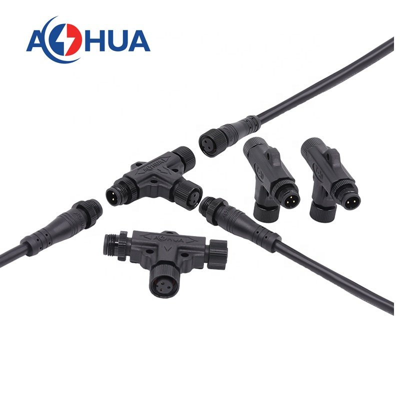 High quality M12 T type 2 pin led outdoor ip67 electrical 2 3 4 pin waterproof cable connector