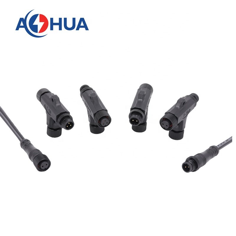 High quality M12 T type 2 pin led outdoor ip67 electrical 2 3 4 pin waterproof cable connector