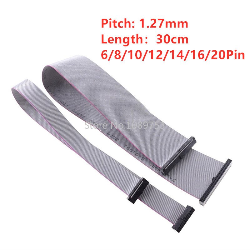 1.27mm Pitch 30cm 6P 10P 14P 16P 20P JTAG ISP Download Cable Gray Flat Ribbon Data Cable For 1.27mm Connector
