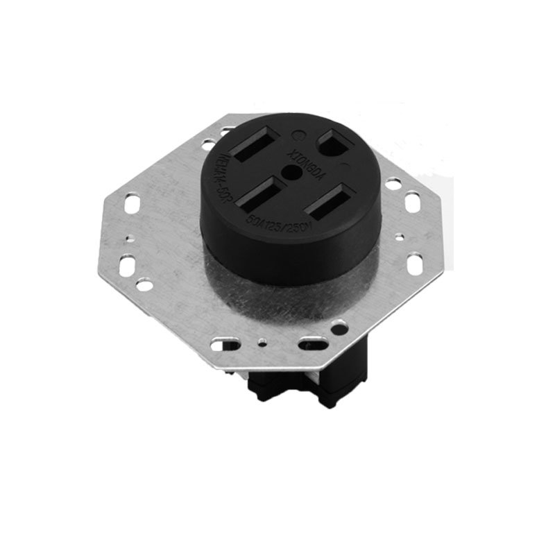NEMA14-50R Us Socket Black Heavy Duty Grade Flush Mount Power Receptacle Connector Twist Lock Power Outlet Socket