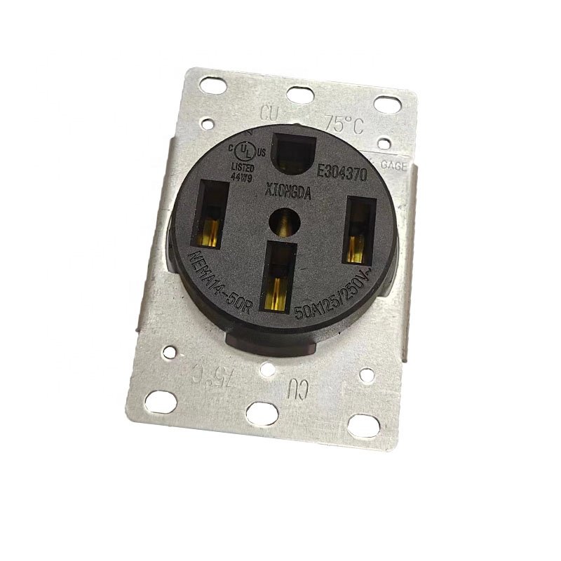 NEMA14-50R Us Socket Black Heavy Duty Grade Flush Mount Power Receptacle Connector Twist Lock Power Outlet Socket