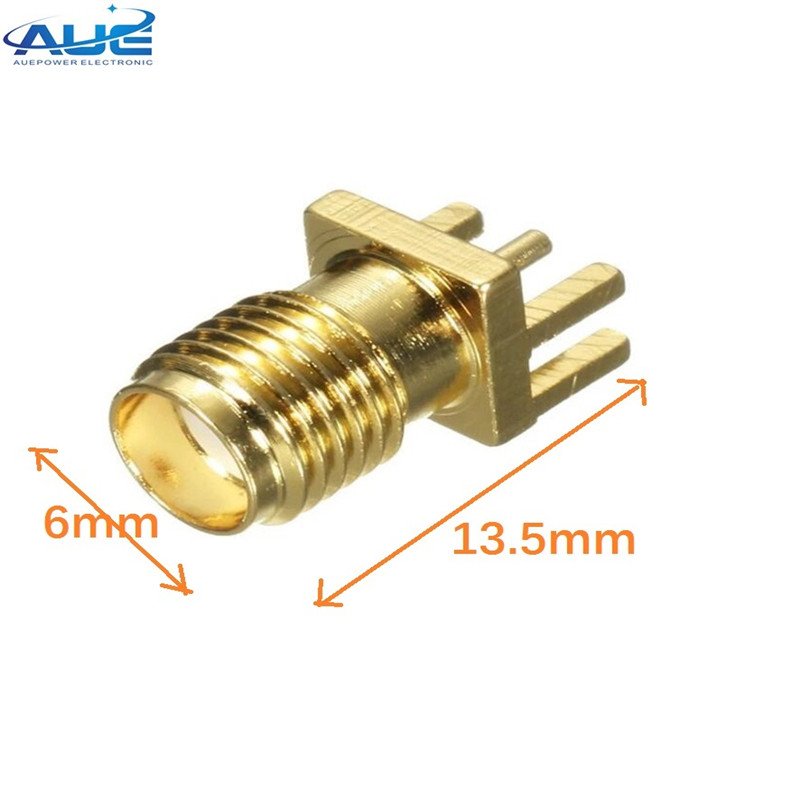 Straight Solder RF Coaxial Adapter SMA Female PCB Panel Edge Mount Connector