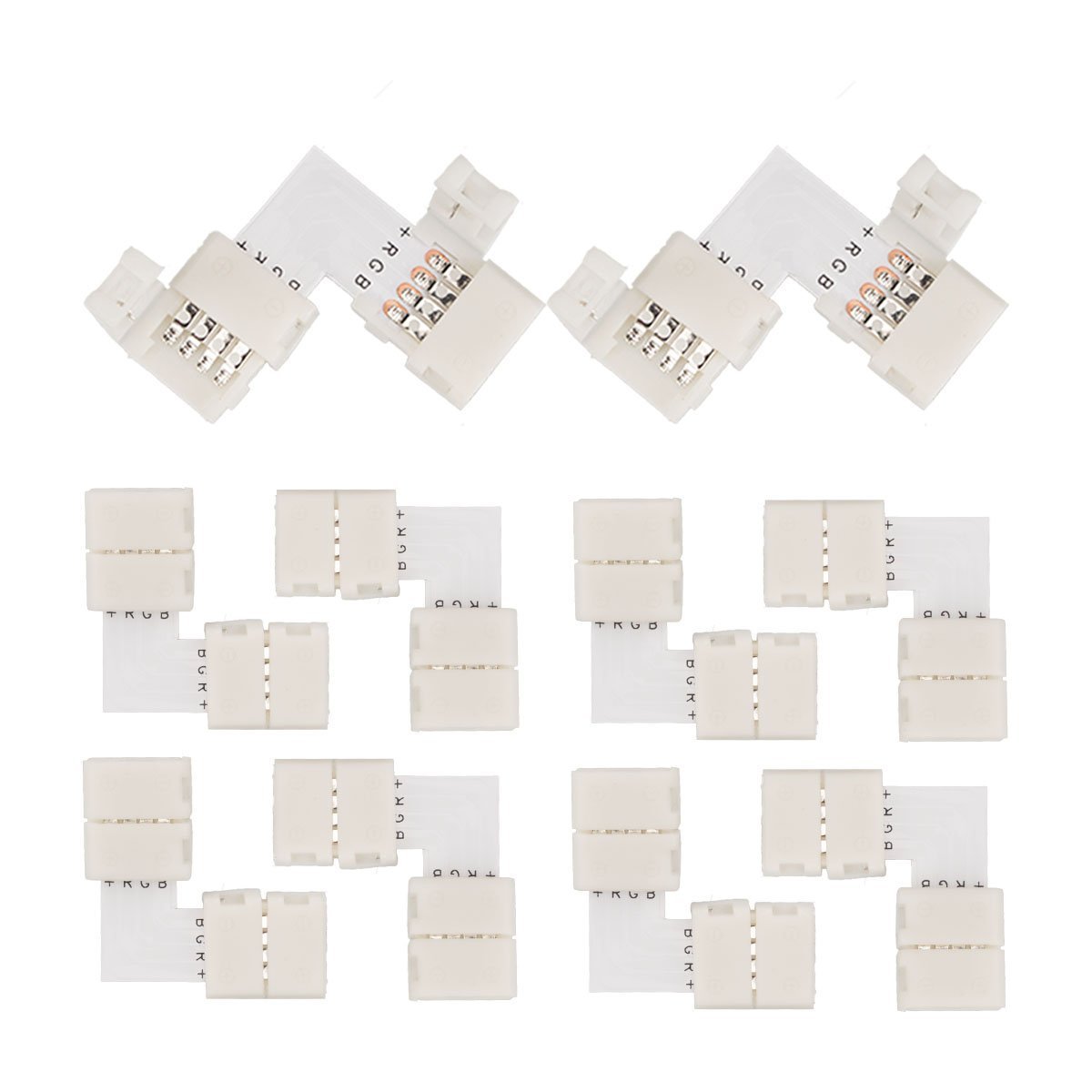 Hot selling 8mm 10mm 4 Pin RGB PBC LED Light Strip SMD 3528 2835 Multicolor Strip Corner Connector