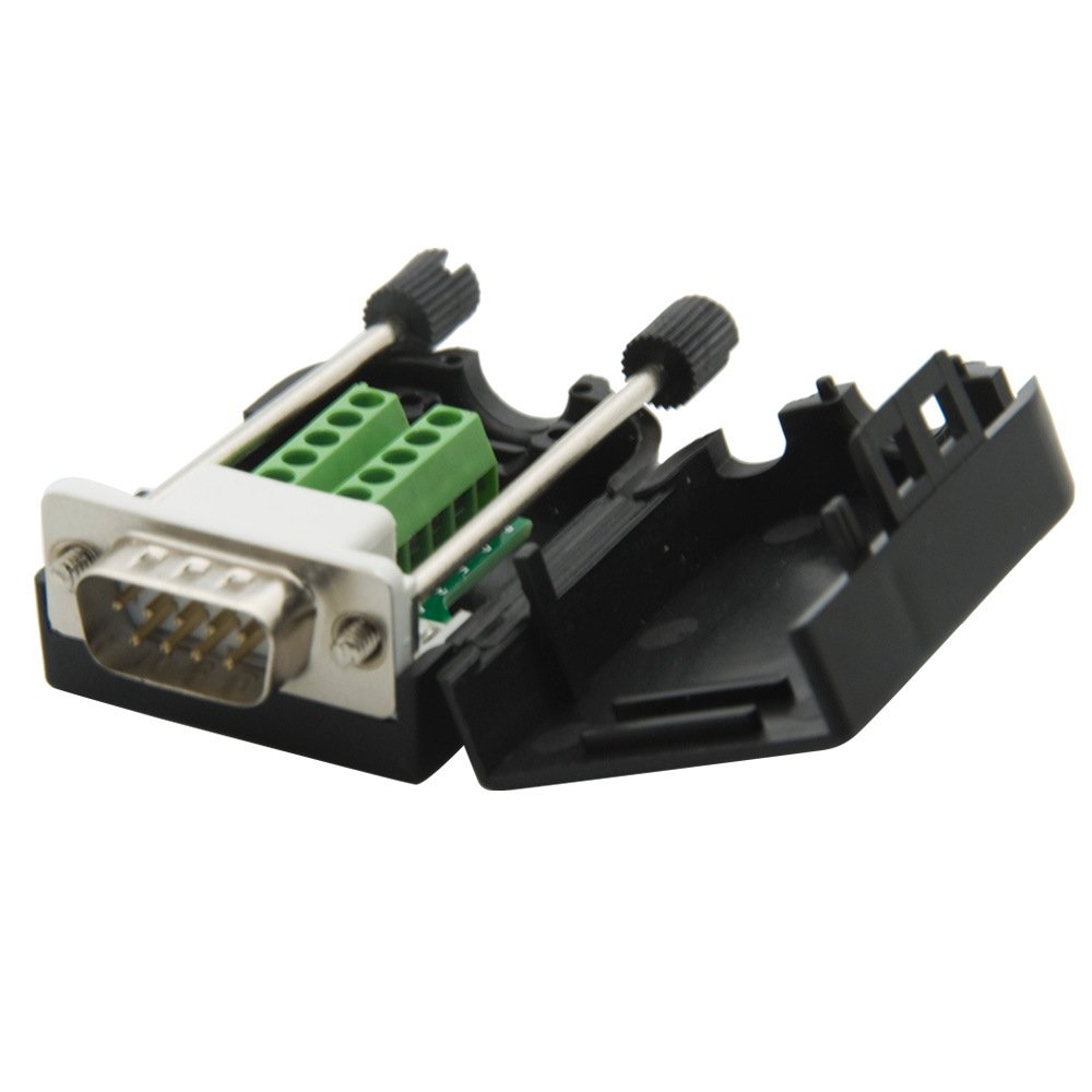 High Quality Db9 Gold Plated Solderless Connector Housing Com Rs485 Rs232 Male and Female D Sub 9pin to 3 Pin Green Terminal