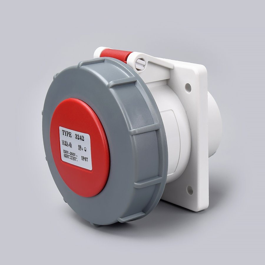 16A 3/4/5P Wall Socket Industrial Connector Socket ABS Industrial Straight Socket IP67