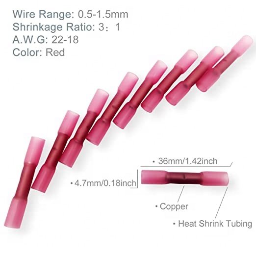Waterproof Red Heat Shrink Terminal Electrical Insulated Crimp Wire Cable Connectors