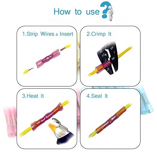 Waterproof Red Heat Shrink Terminal Electrical Insulated Crimp Wire Cable Connectors