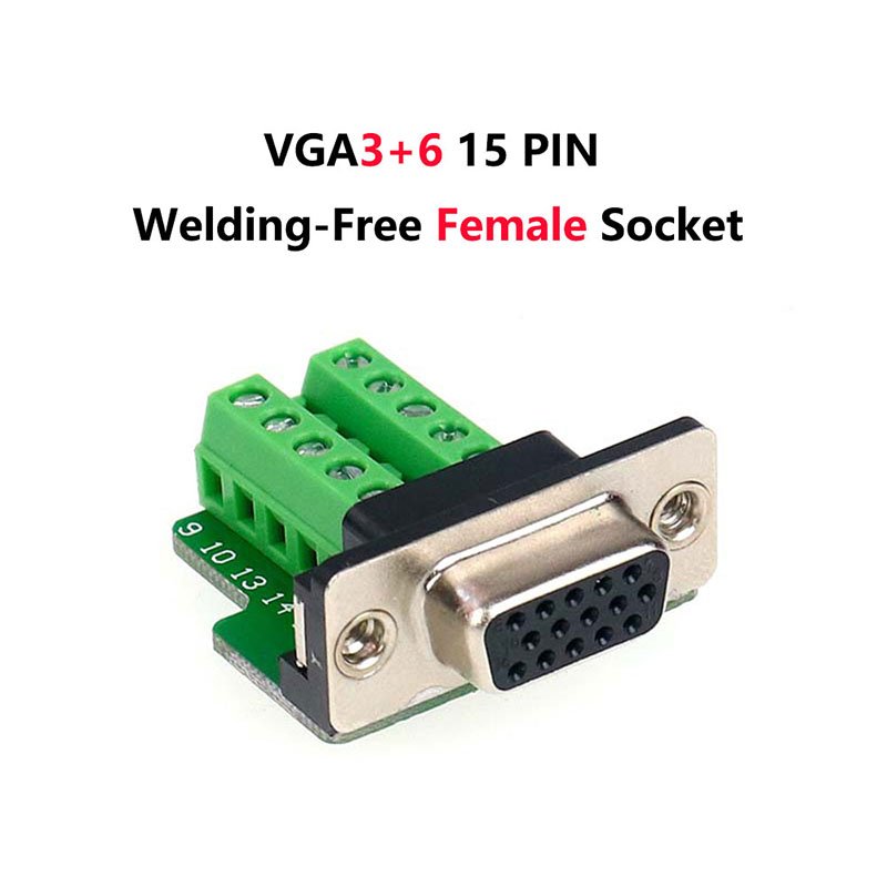 DB15 D-Sub VGA Solderless Welding Free Connector Male Female 3 Rows 15pin VGA 3+6 /VGA 3+9 Serial Port Terminal Adapters Kit