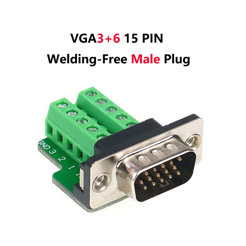 DB15 D-Sub VGA Solderless Welding Free Connector Male Female 3 Rows 15pin VGA 3+6 /VGA 3+9 Serial Port Terminal Adapters Kit