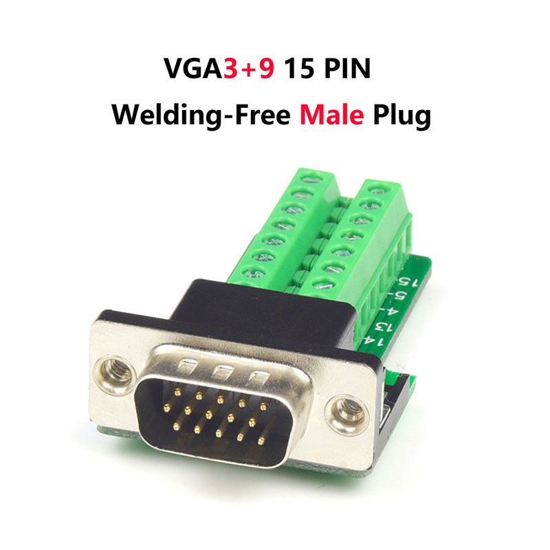 DB15 D-Sub VGA Solderless Welding Free Connector Male Female 3 Rows 15pin VGA 3+6 /VGA 3+9 Serial Port Terminal Adapters Kit