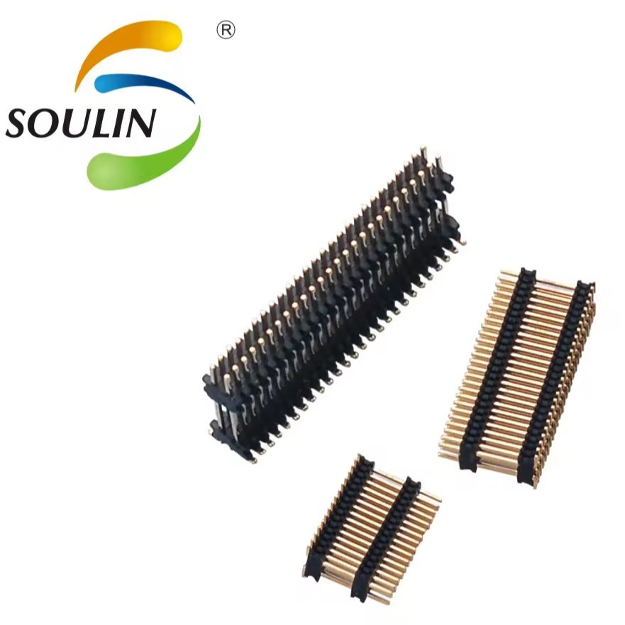 Soulin 1.0mm Pitch Right Angle Single Dual Rows Dip SMT connector 2-80 Pin 1mm Male Pin Header