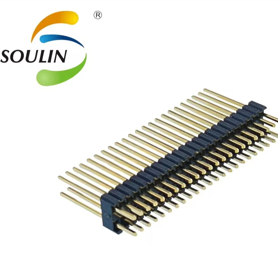 Soulin 1.0mm Pitch Right Angle Single Dual Rows Dip SMT connector 2-80 Pin 1mm Male Pin Header