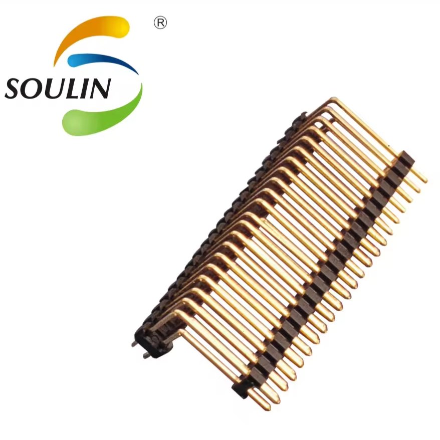 Soulin 1.0mm Pitch Right Angle Single Dual Rows Dip SMT connector 2-80 Pin 1mm Male Pin Header