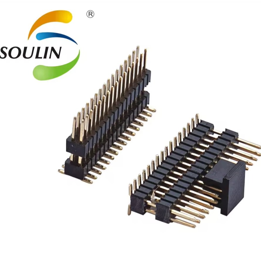 Soulin 1.0mm Pitch Right Angle Single Dual Rows Dip SMT connector 2-80 Pin 1mm Male Pin Header
