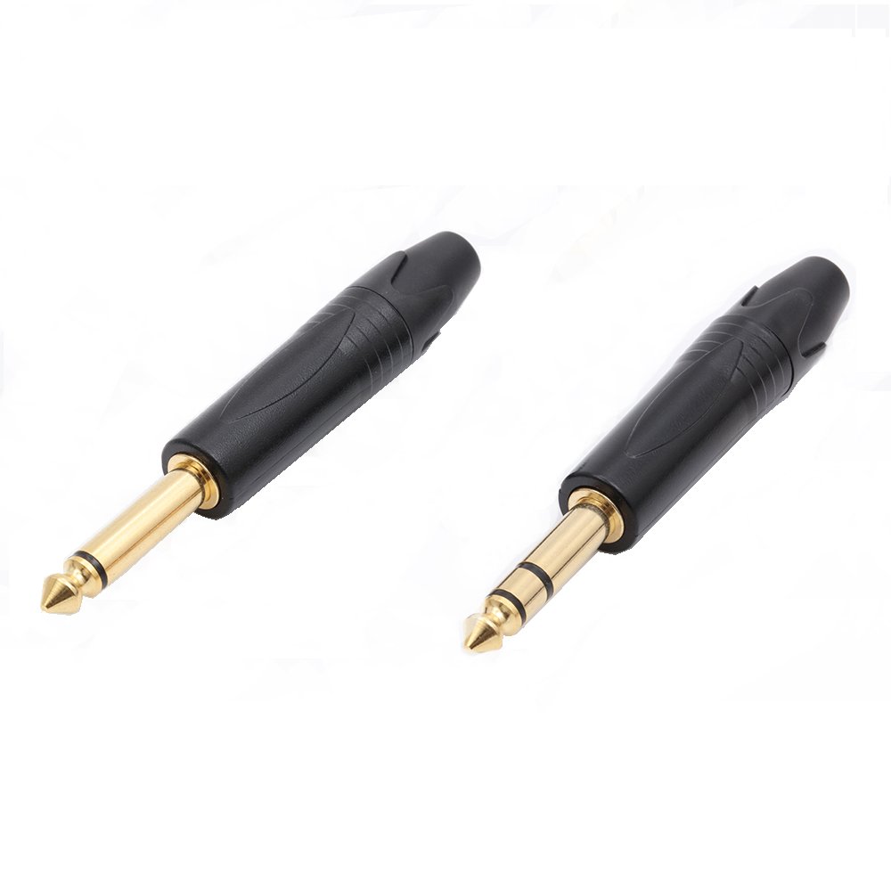 High quality Metal Gold Plated pin 2/3 pole 1/4 Jack 6.35 mm Mono Stereo Male 6.5mm TS TRS Plug Microphone audio DIY connector