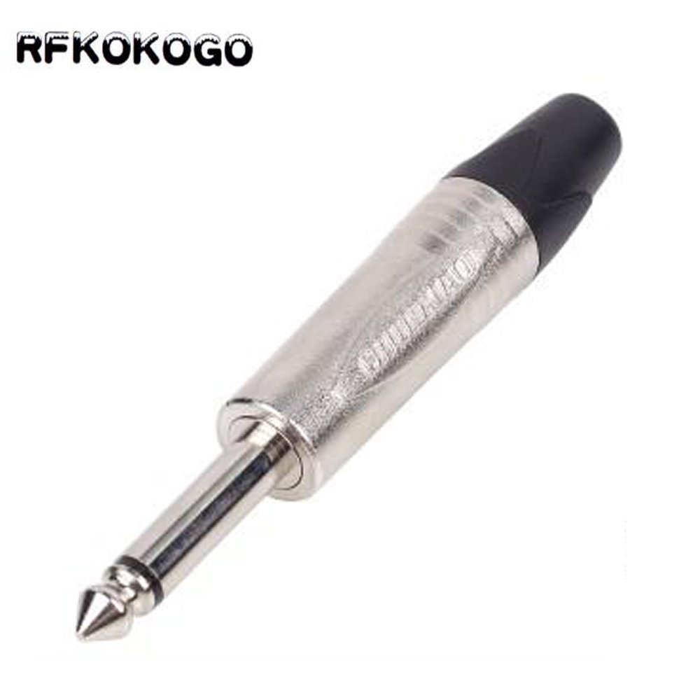 High quality Metal Gold Plated pin 2/3 pole 1/4 Jack 6.35 mm Mono Stereo Male 6.5mm TS TRS Plug Microphone audio DIY connector