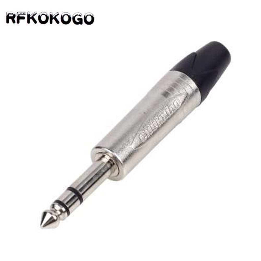 High quality Metal Gold Plated pin 2/3 pole 1/4 Jack 6.35 mm Mono Stereo Male 6.5mm TS TRS Plug Microphone audio DIY connector