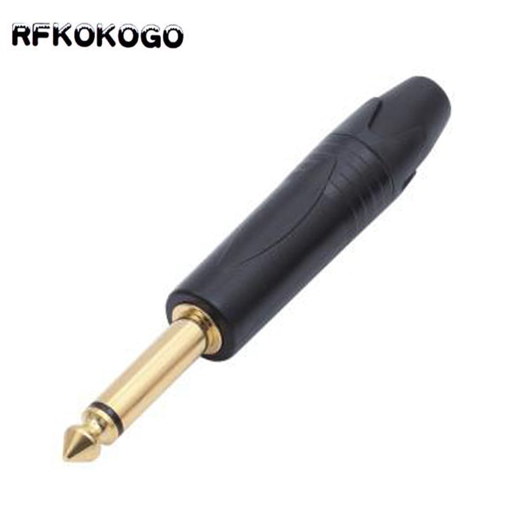 High quality Metal Gold Plated pin 2/3 pole 1/4 Jack 6.35 mm Mono Stereo Male 6.5mm TS TRS Plug Microphone audio DIY connector