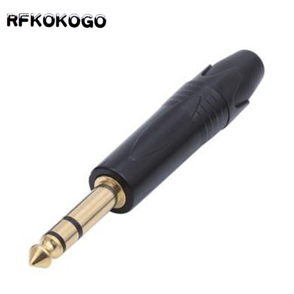 High quality Metal Gold Plated pin 2/3 pole 1/4 Jack 6.35 mm Mono Stereo Male 6.5mm TS TRS Plug Microphone audio DIY connector