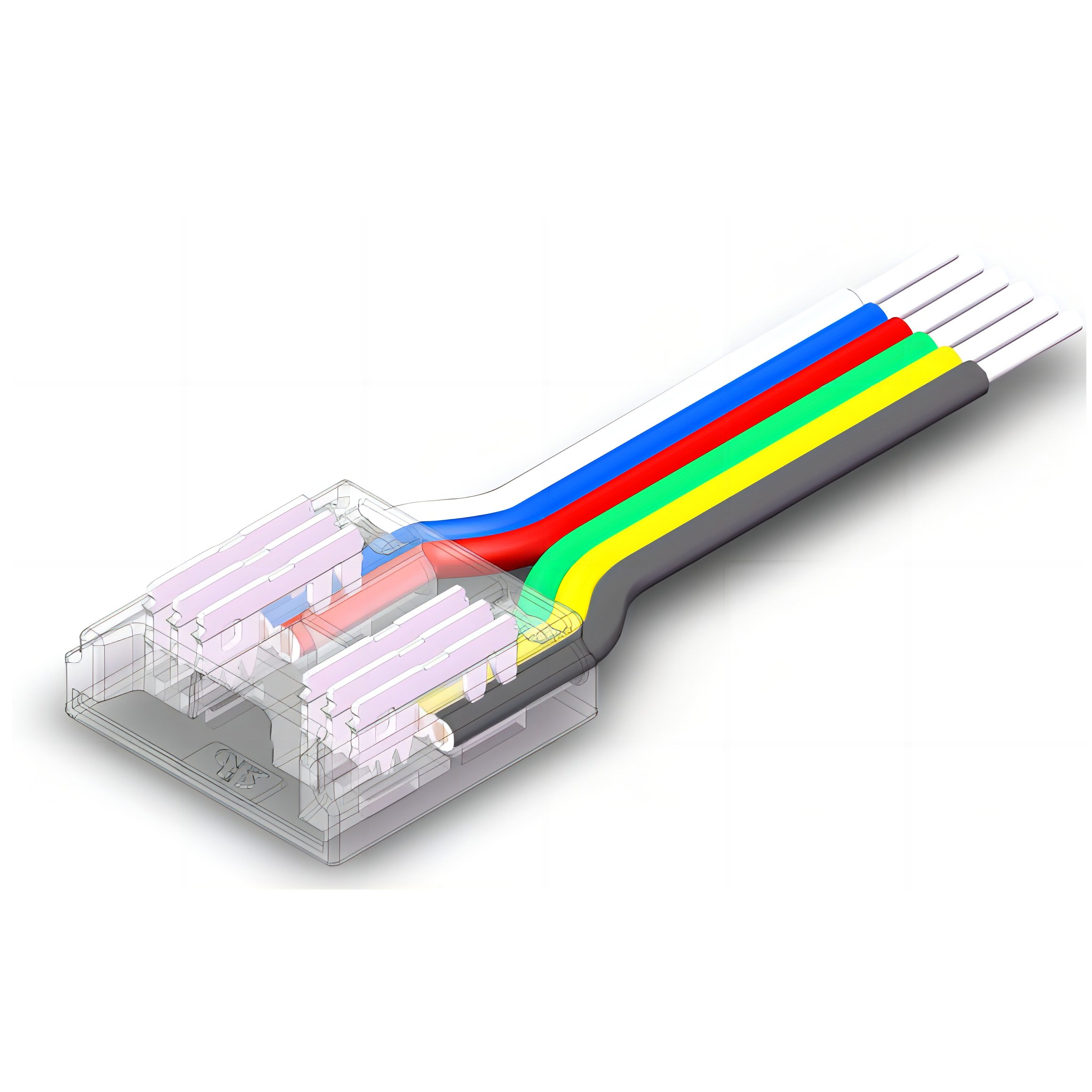 Transparent Straight clips cob led strip crystal connector 6PIN COB RGBWW 12MM pcb cob led strip connector