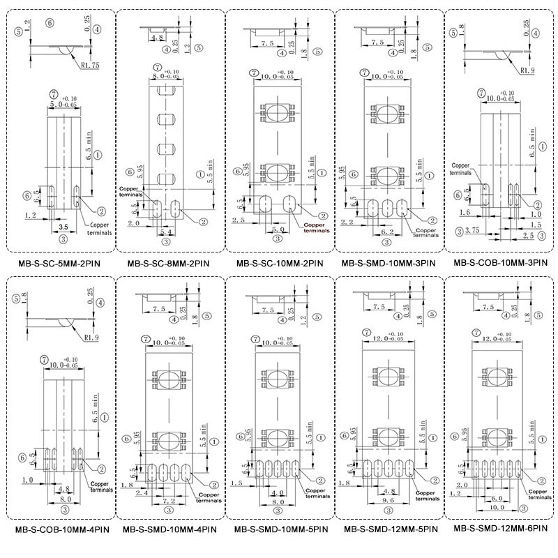 Transparent Straight clips cob led strip crystal connector 6PIN COB RGBWW 12MM pcb cob led strip connector