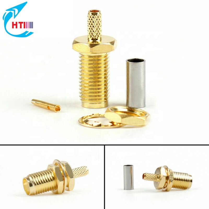 rf adaptor Factory price RF SMA Jack Bulkhead Nut Straight Crimp for LMR100 /RG316 /RG174 sma rg316 female Connector