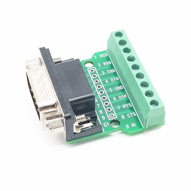 DB9-G1 D-Sub 9pin Solderless Connectors DB9 RS232 Serial to Terminal Male Adapter Connector Breakout Board Nut