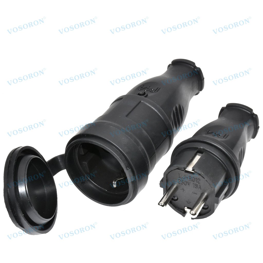 European Rubber Industrial Male & Female Plug Socket 16A 220V-250V 2P+E IP44 Waterproof Electric Power Connector