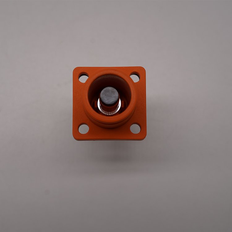 Orange Male IP67 Plastic Through-Hole Socket 120A Energy Storage HV Connector 1 Pin 6MM High DC Adaptor Power Connection