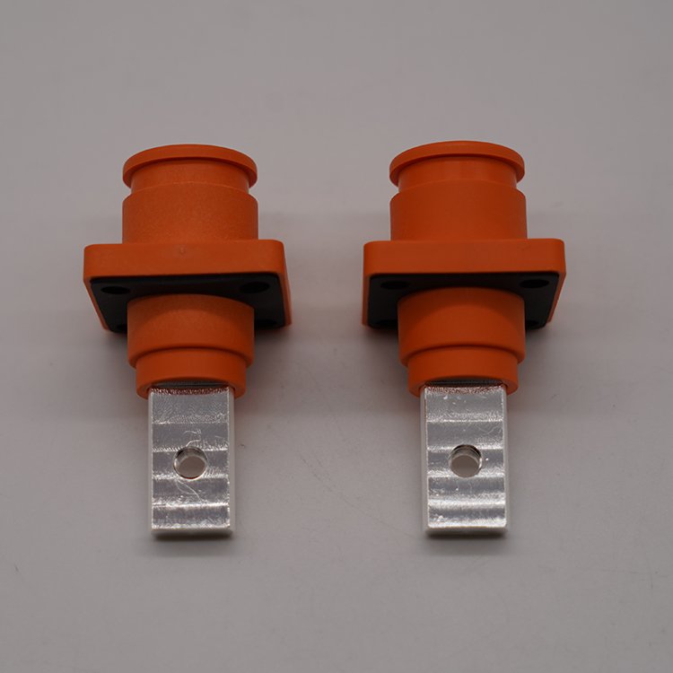 Orange Male IP67 Plastic Through-Hole Socket 120A Energy Storage HV Connector 1 Pin 6MM High DC Adaptor Power Connection