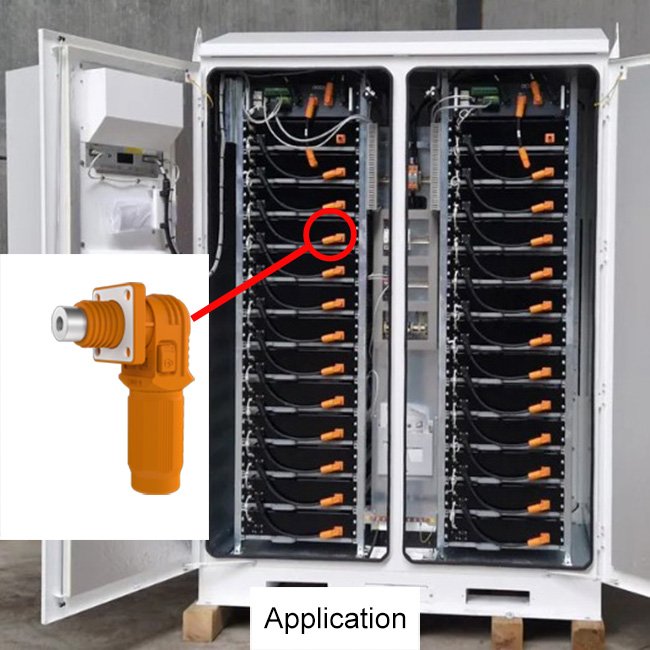 Orange Male IP67 Plastic Through-Hole Socket 120A Energy Storage HV Connector 1 Pin 6MM High DC Adaptor Power Connection