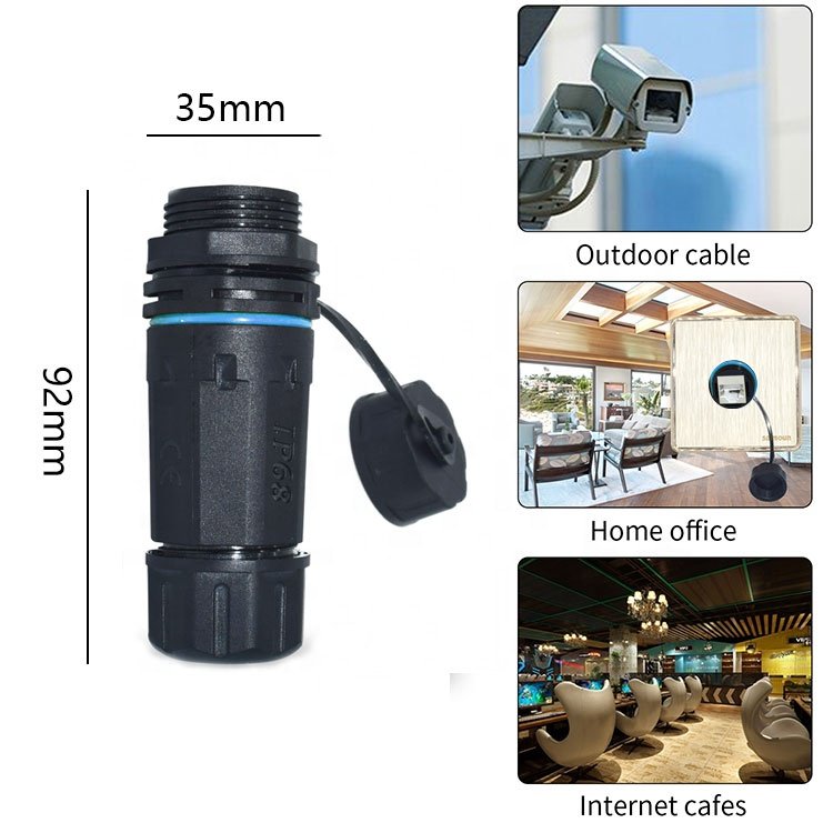 IP68 RJ45 Cat6 Waterproof Connector Outdoor RJ 45 Female Network Cable Adapter Panel Mount Ethernet Shielded