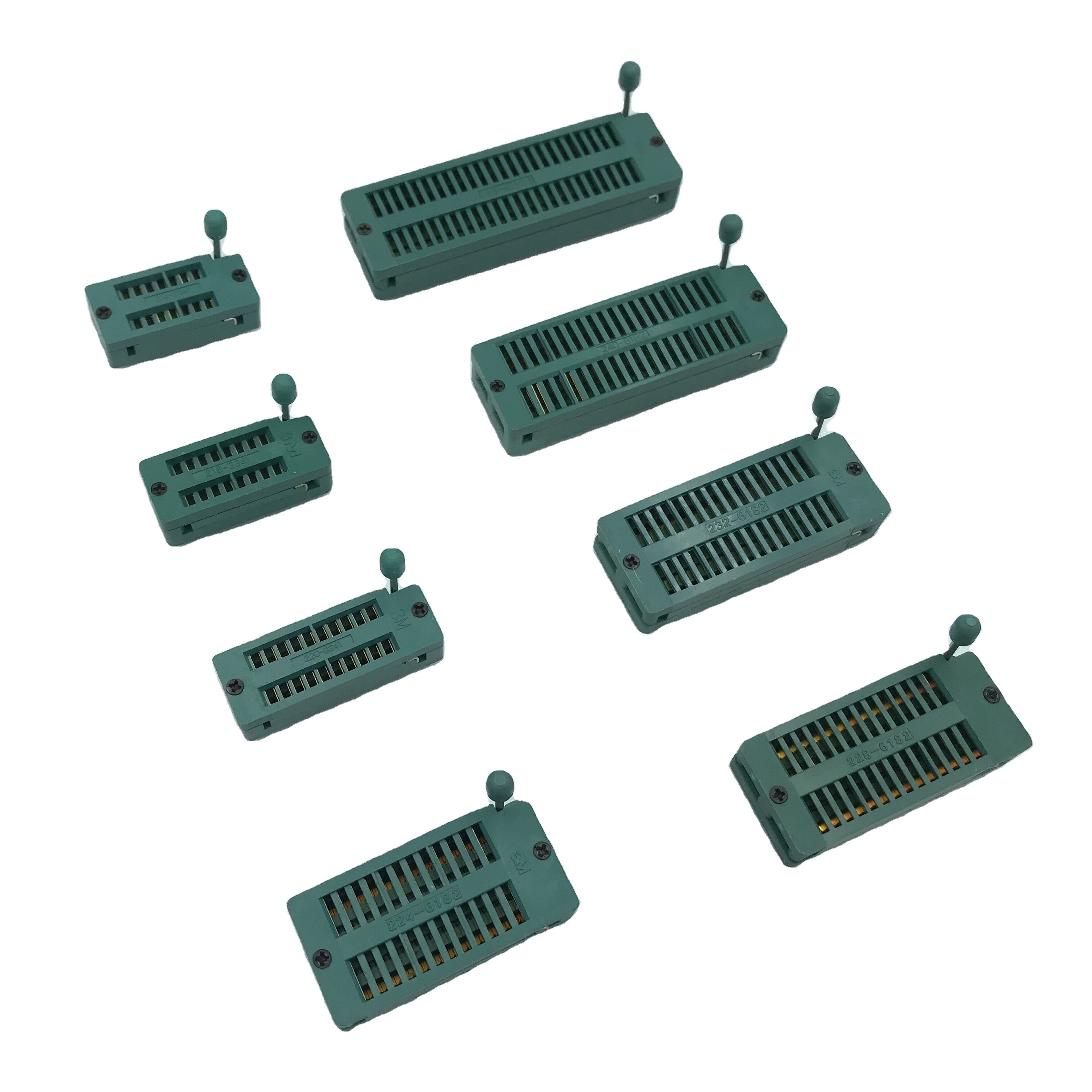 IC Test 2.54mm zif socket mated BY 7.62/15.24mm PLUG gold plated universal connector