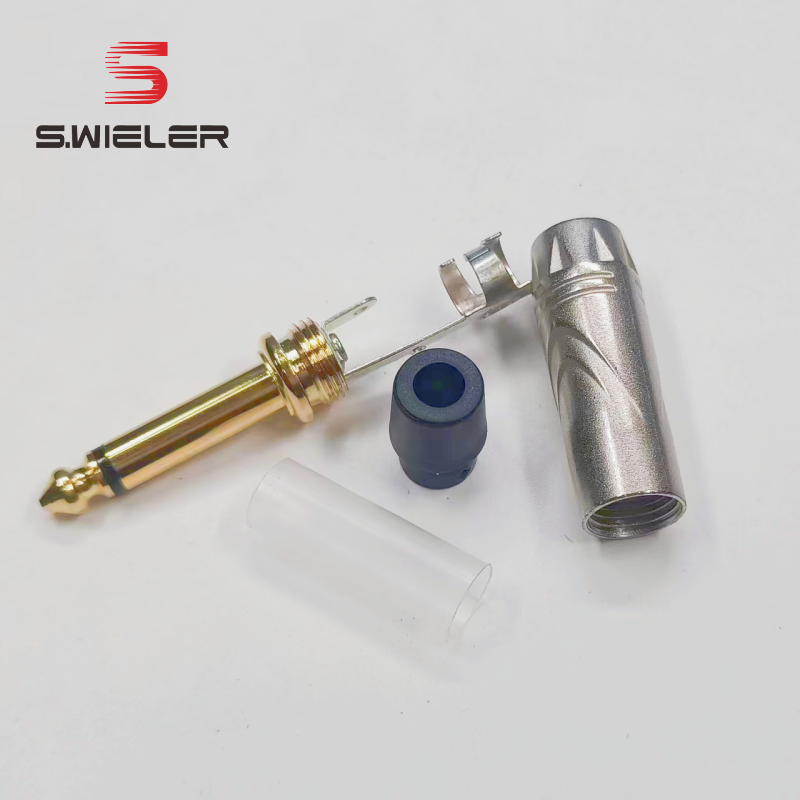 Professional 1/4'' TS Male Plug Gold Plated Pure Copper Plug Audio Cable Guitar Replacement Mono 3 pole Jack 6.35 Connector