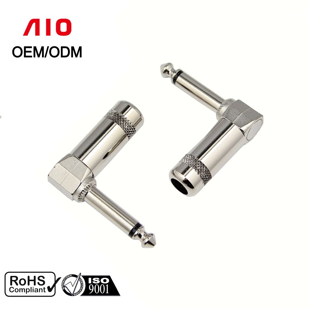 90 Degree Speaker Cables Patch Cables TS Mono Male 1/4 Inch Phono 6.35mm Heavy Duty Right Angle Plugs Audio Connector