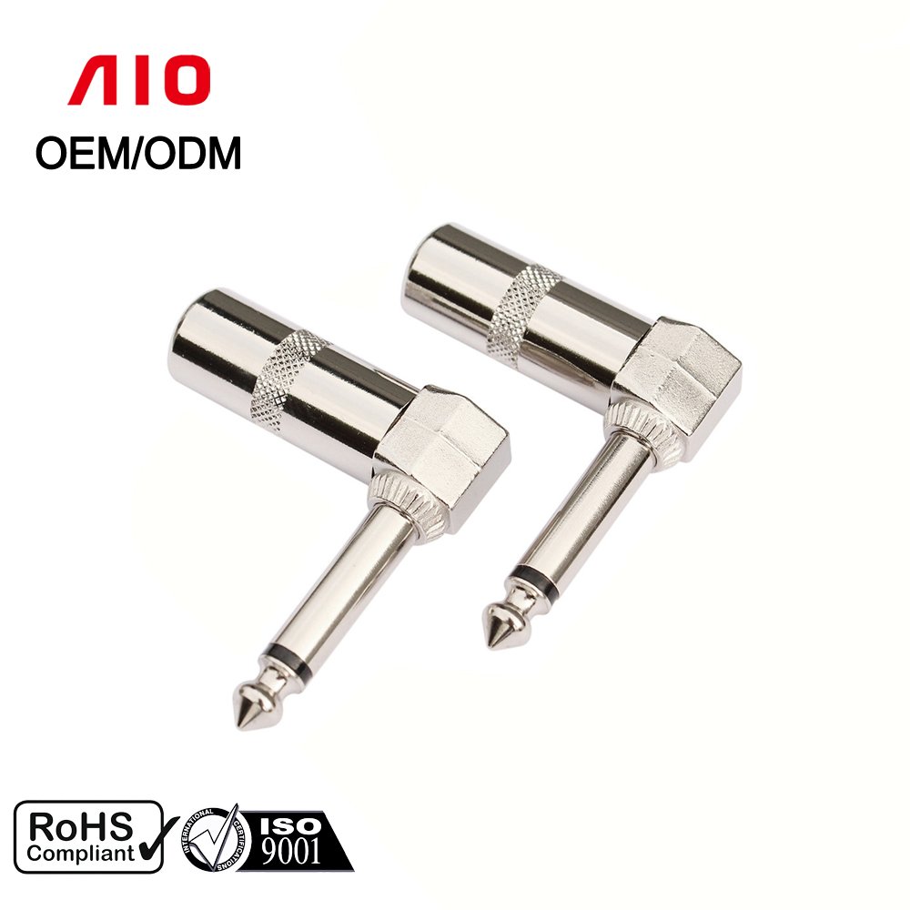 90 Degree Speaker Cables Patch Cables TS Mono Male 1/4 Inch Phono 6.35mm Heavy Duty Right Angle Plugs Audio Connector