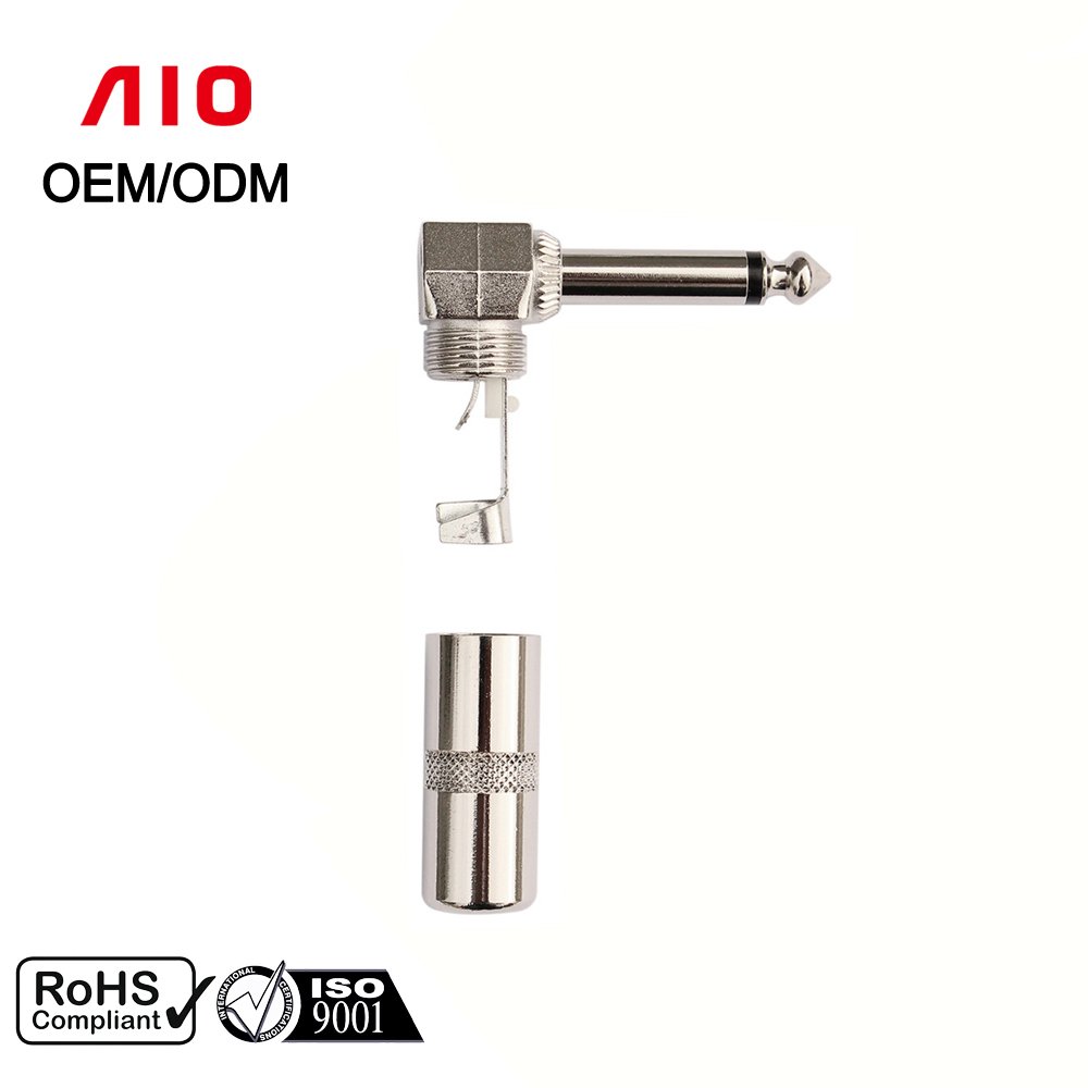 90 Degree Speaker Cables Patch Cables TS Mono Male 1/4 Inch Phono 6.35mm Heavy Duty Right Angle Plugs Audio Connector