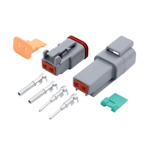 Deutsch 2 Pin Connector Kit with Housing, Crimp Style Terminals DT04-2P/DT06-2S