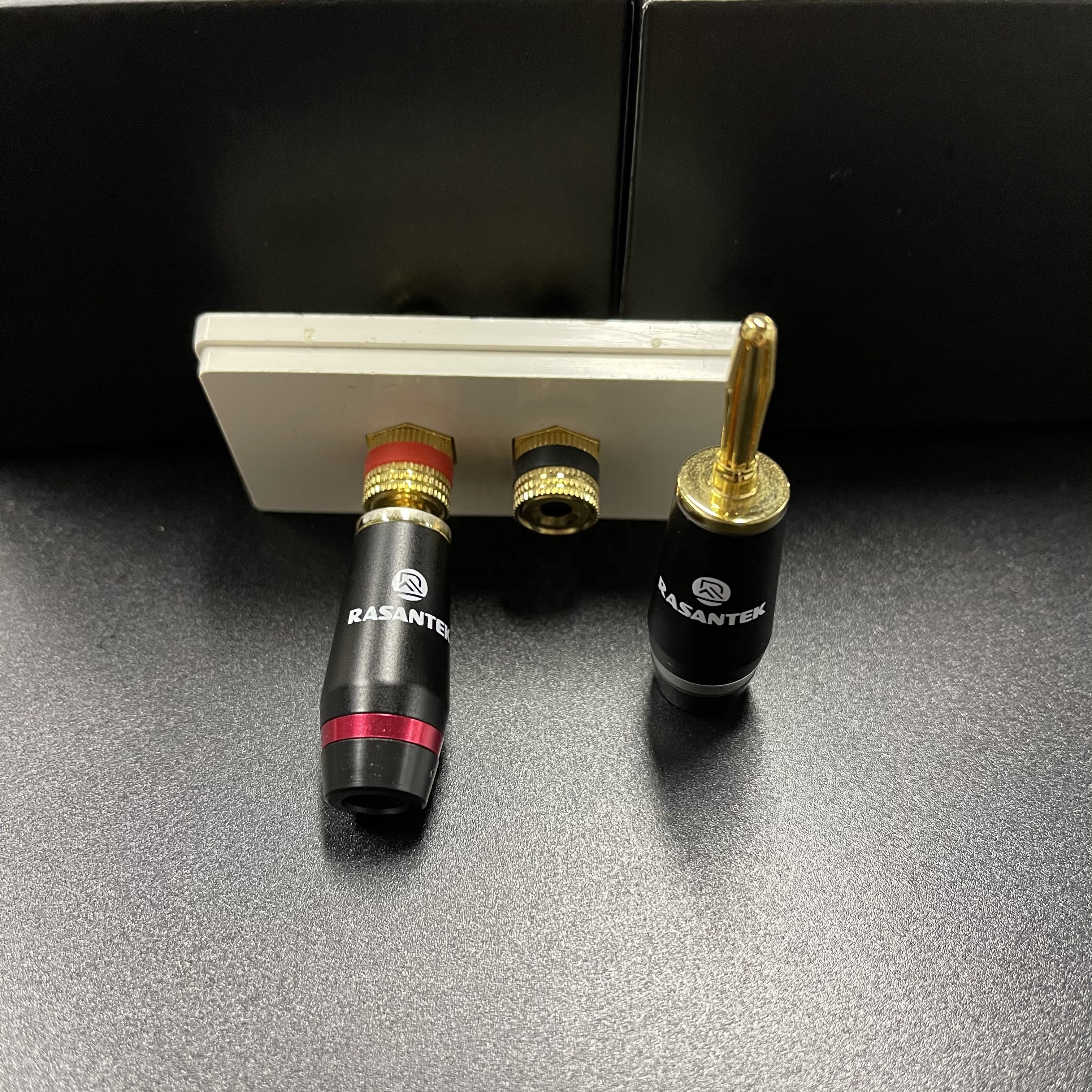 RASANTEK High End 2u" Gold Plated Banana Plugs Copper Body HIFI 4MM Speaker Audio Video Banana Connector for Speaker