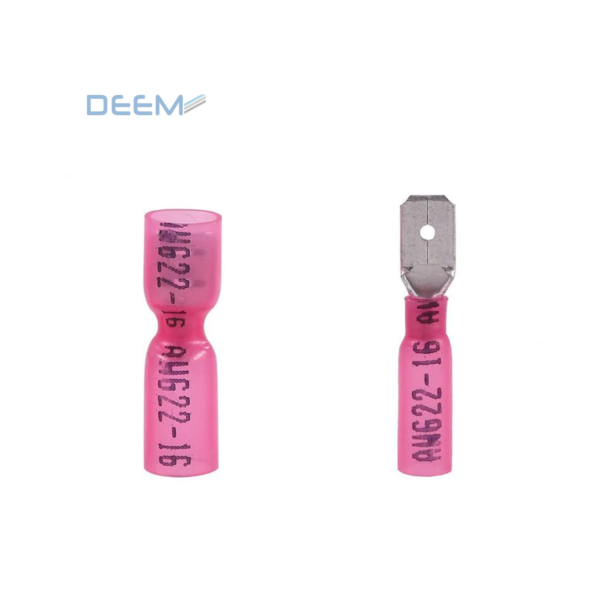DEEM Dual wall 3:1 shrink ratio insulated female terminal with adhesive
