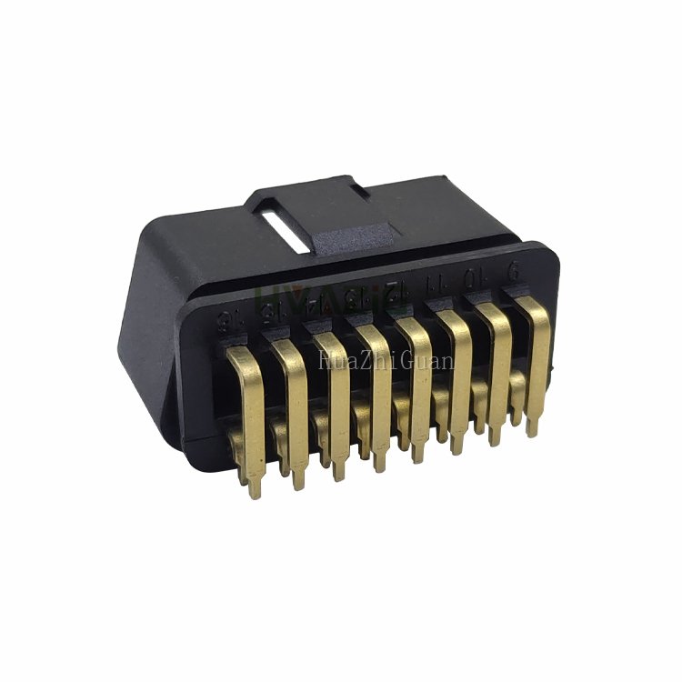 16 pin gold plated bent needle socket female OBD J1962 OBDII diagnosis plug PCB weld board wire harness pinheader car connector